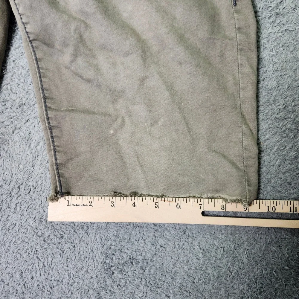 True Religion Mens 33 Denim Shorts Olive Green Raw Hem Contrast Distressed
